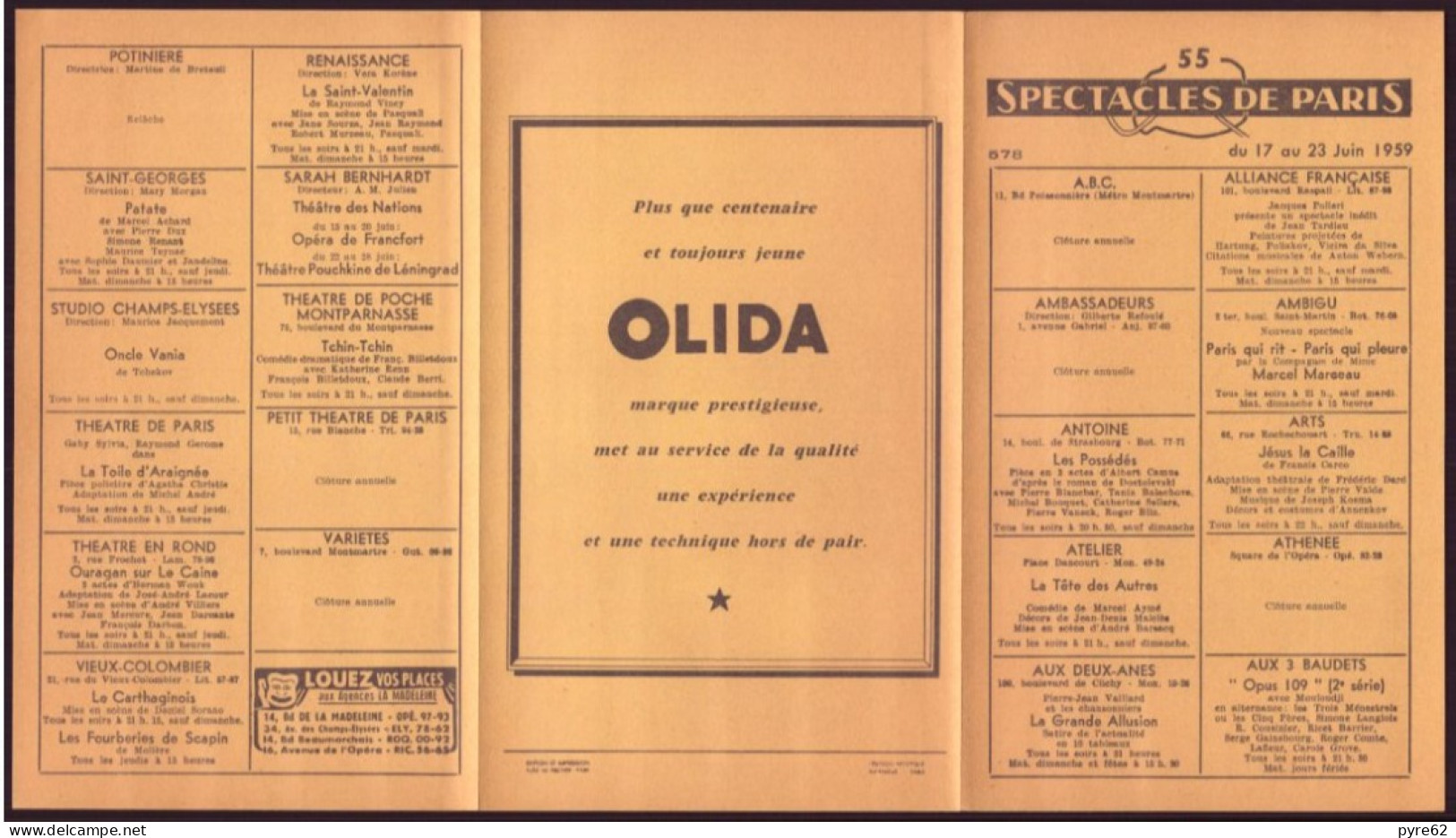 Programme " Spectacles De Paris " 1959 - Programs