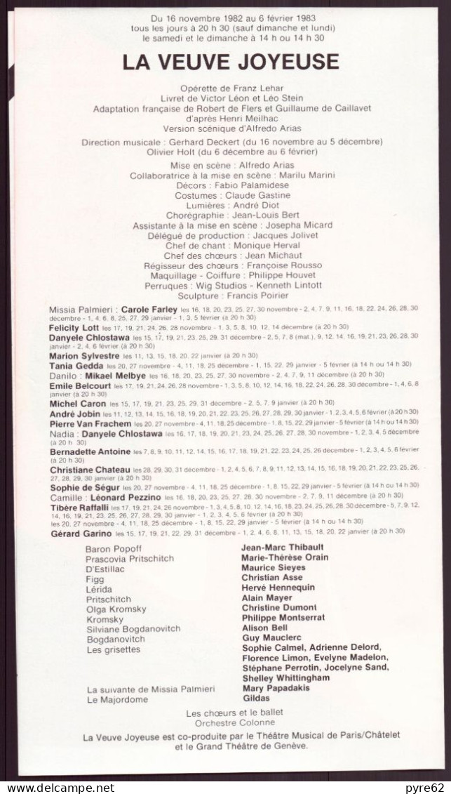 Programme " TMP " La Veuve Joyeuse, 1983 - Programs