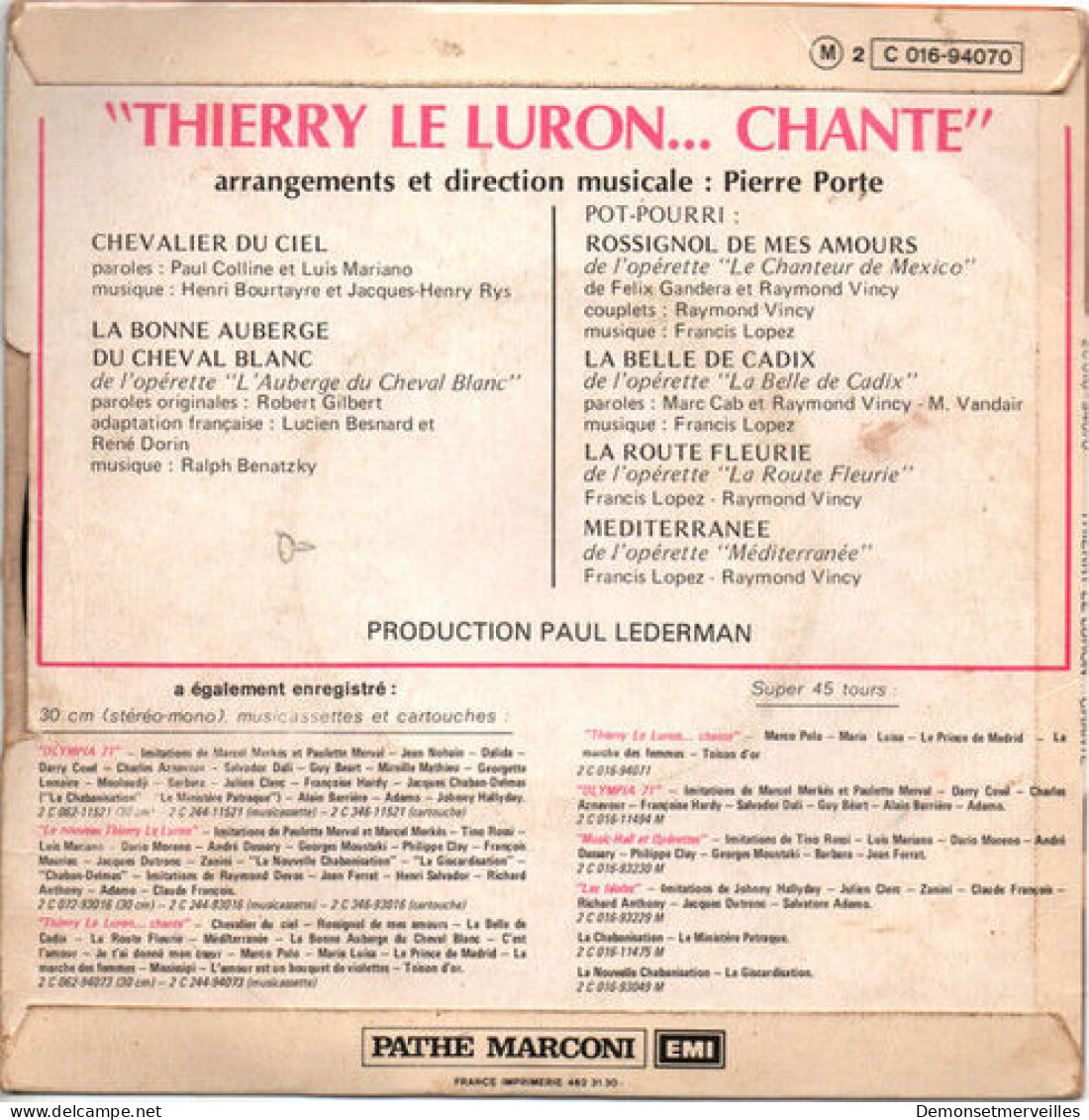 Thierry Le Luron... Chante - Non Classés