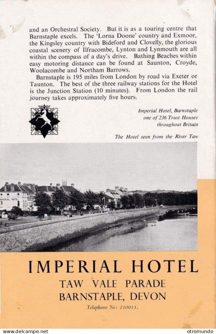 BROCHURE IMPERIAL HOTEL BARNSTAPLE DEVON ENGLAND - Non Classés