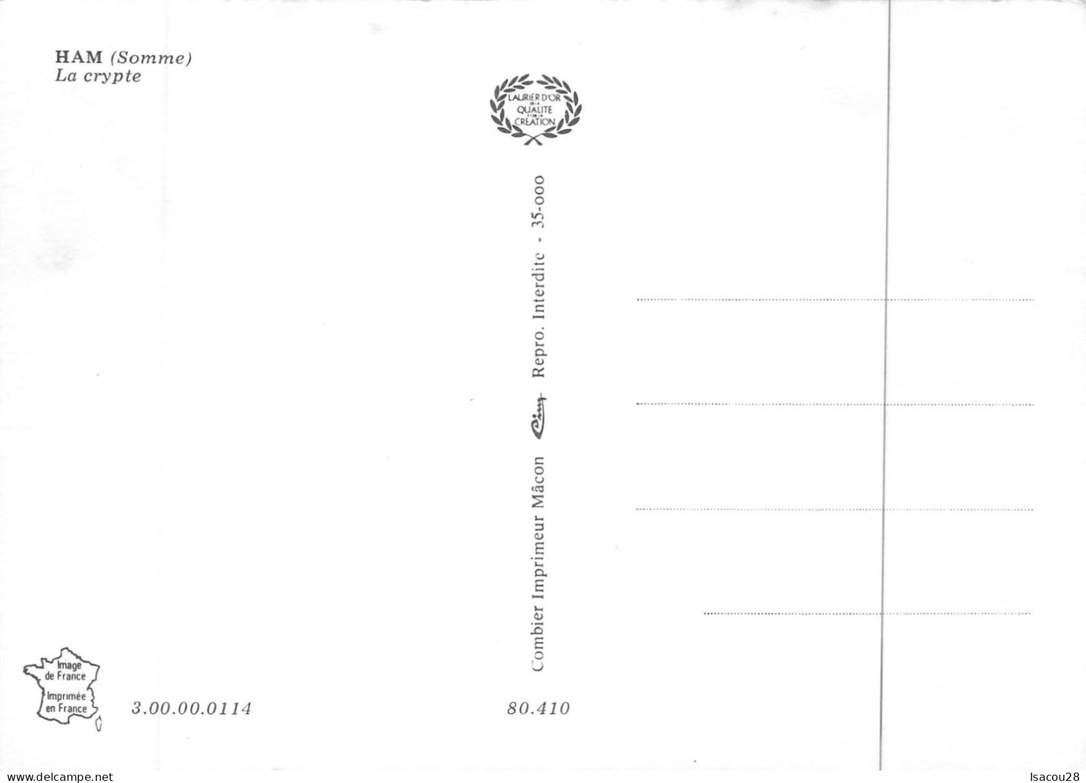 DEPT 80 -CPSM HAM (SOMME) LA CRYPTE - Ham