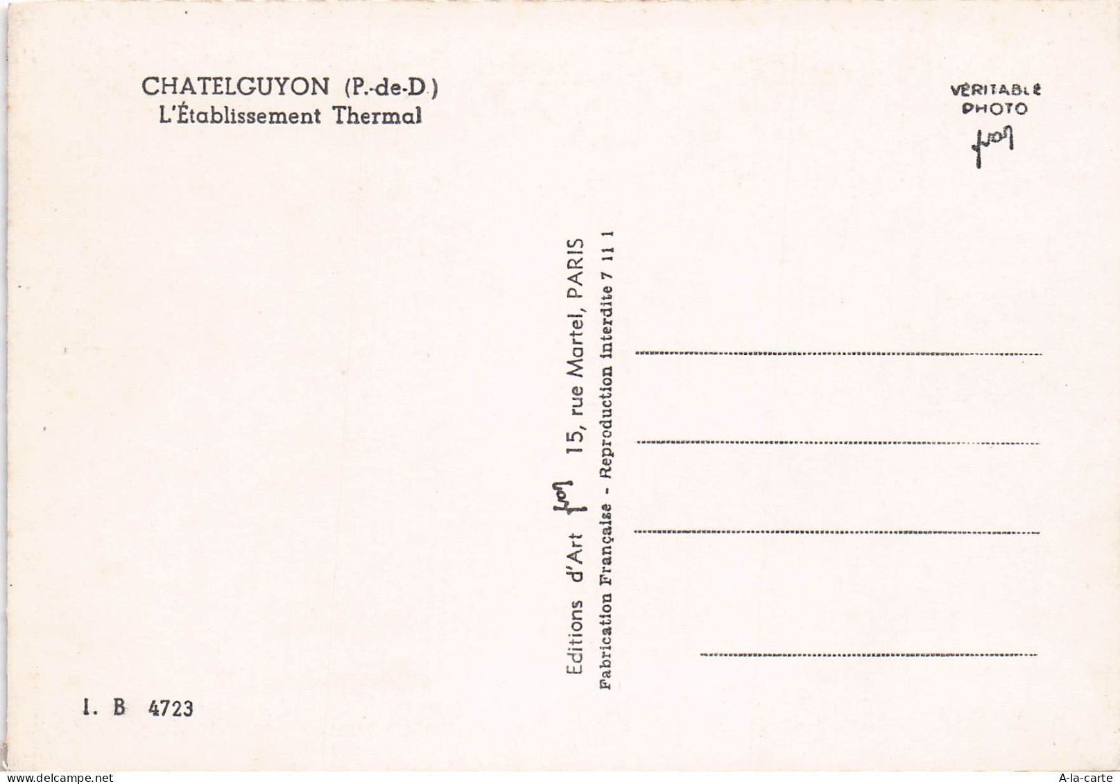 63 CHATEL GUYON L ETABLISSEMENT THERMAL - Châtel-Guyon