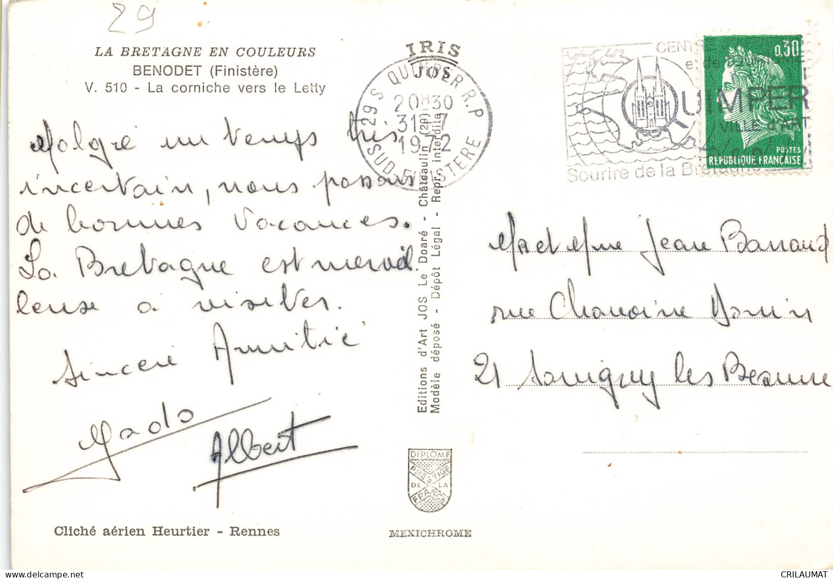 29 BENODET LA CORNICHE - Bénodet