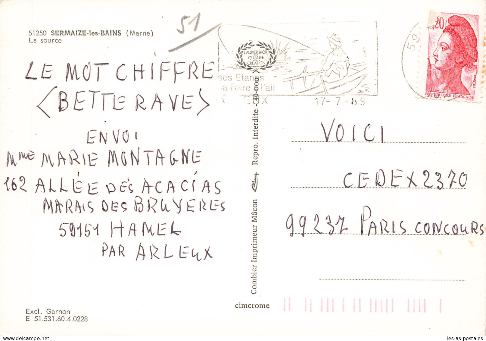 51 SERMAIZE LES BAINS LA SOURCE - Sermaize-les-Bains