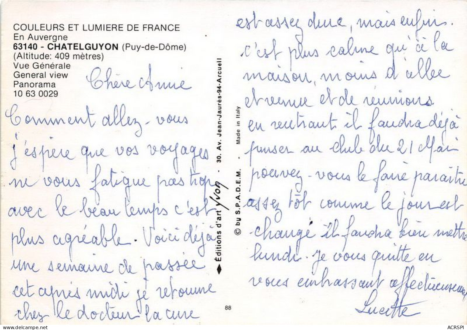 CHATELGUYON Vue Generale 18(scan Recto-verso) MA1477 - Châtel-Guyon