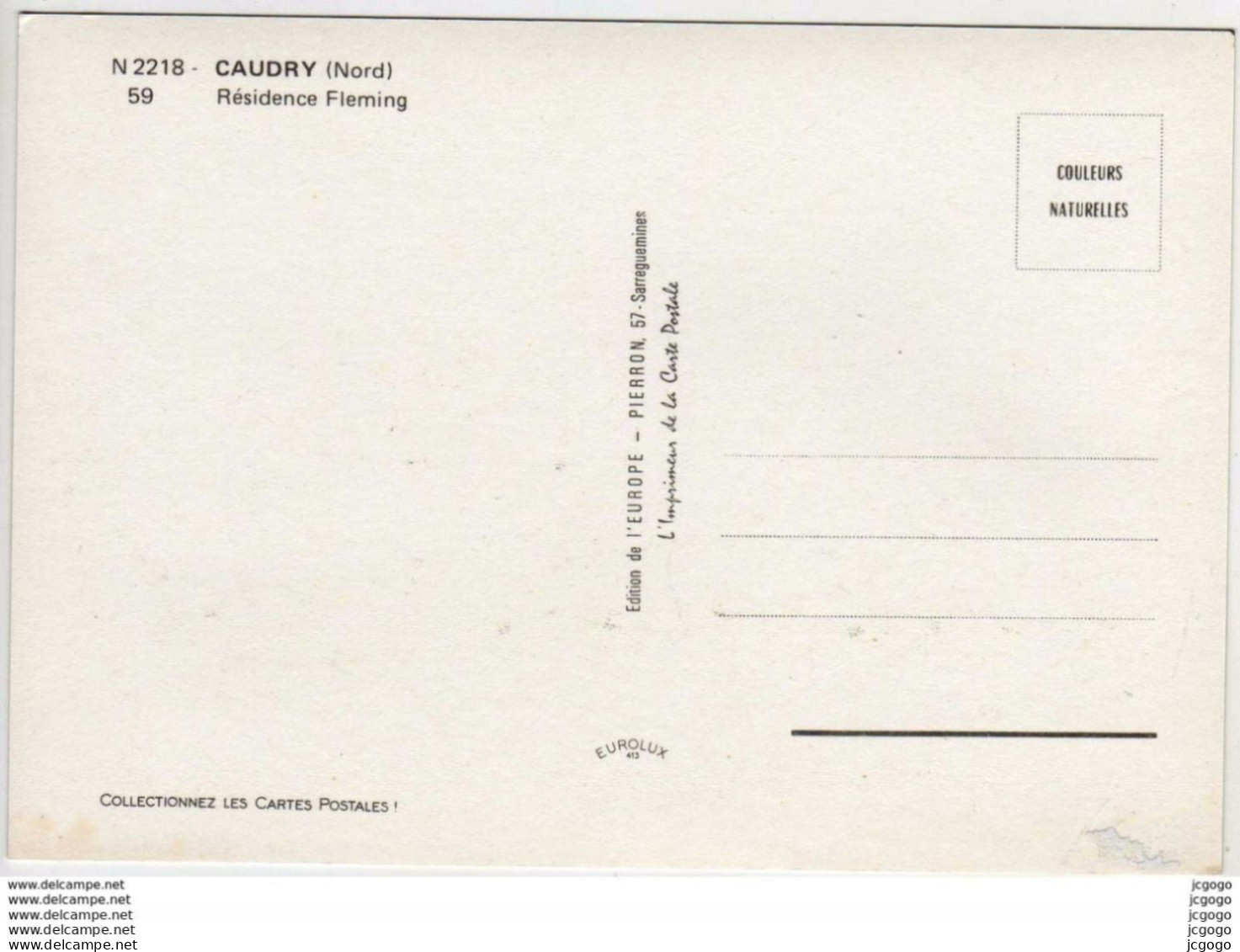 CAUDRY  Résidence Fleming.     2 Scans  TBE - Caudry
