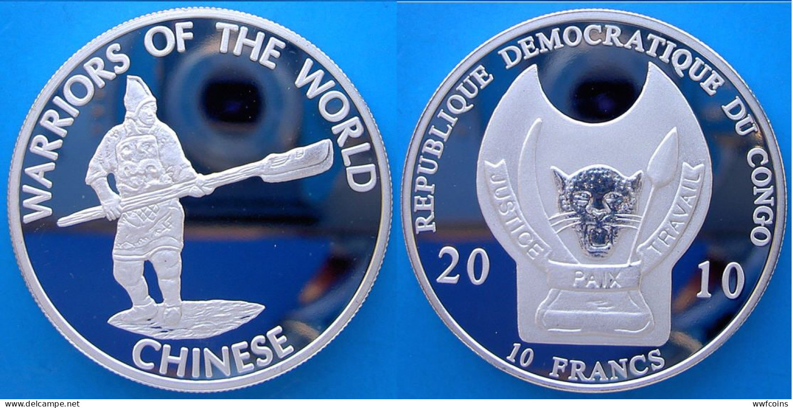 CONGO 12X10 F 2010 FROOF SILVER PLATED SERIE WARRIORS OF THE WORLD MINTAGE 1000 PCS WEIGHT 29,2gX12 UNC CONSERVAZINE FON - Congo (Democratic Republic 1998)