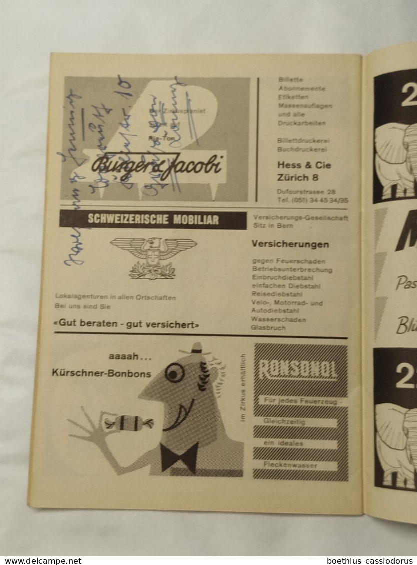 PROGRAMME CIRQUE KNIE 1956 - Programme