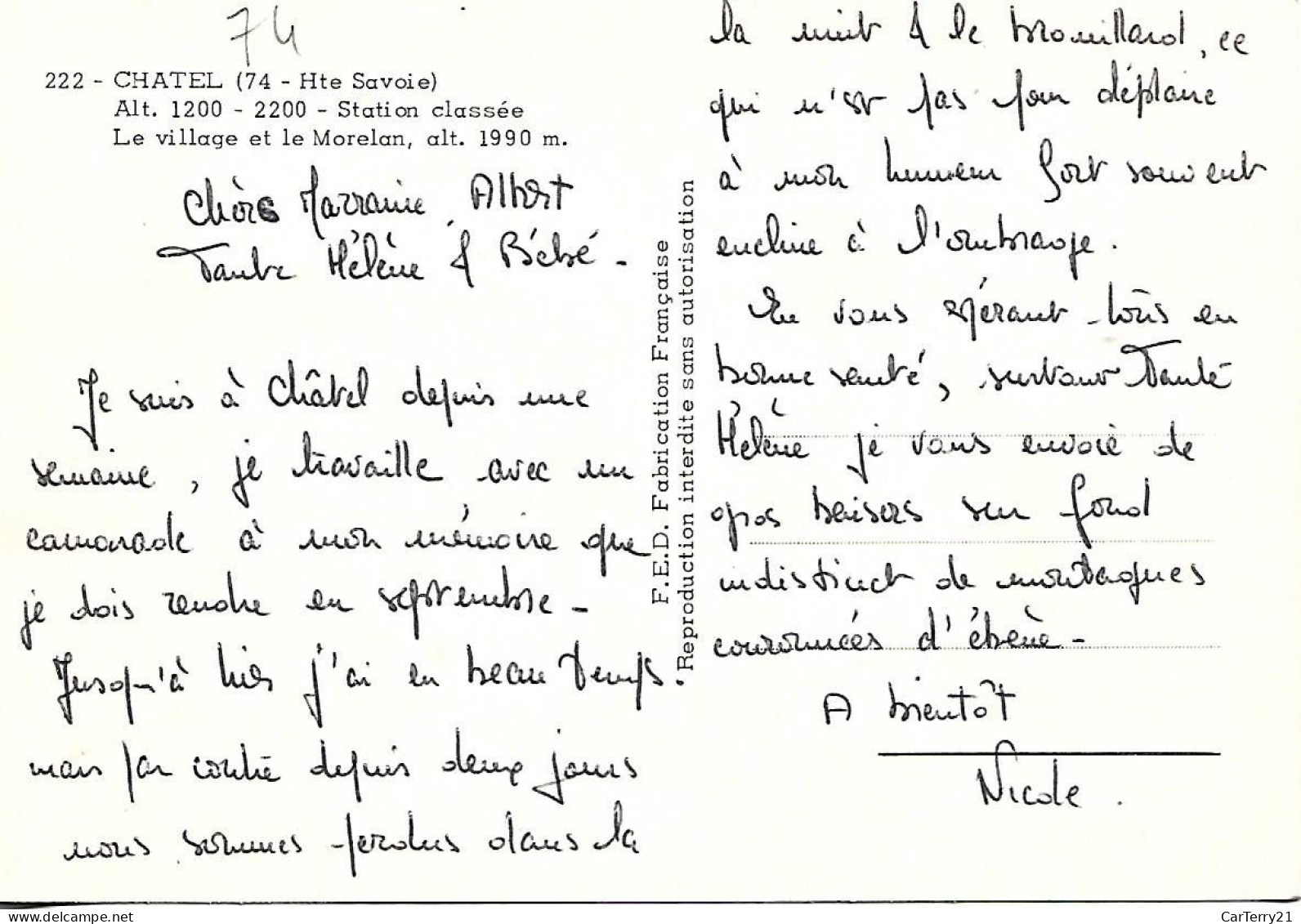 CPSM. 74 CHATEL. LE VILLAGE ET LE MORELAN. - Châtel