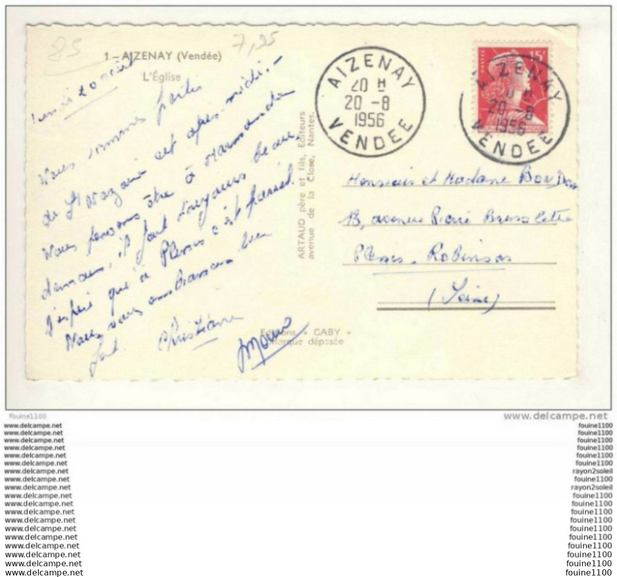 Carte D' Aizenay   ( Format C.P.A )  ( Recto Verso ) - Aizenay
