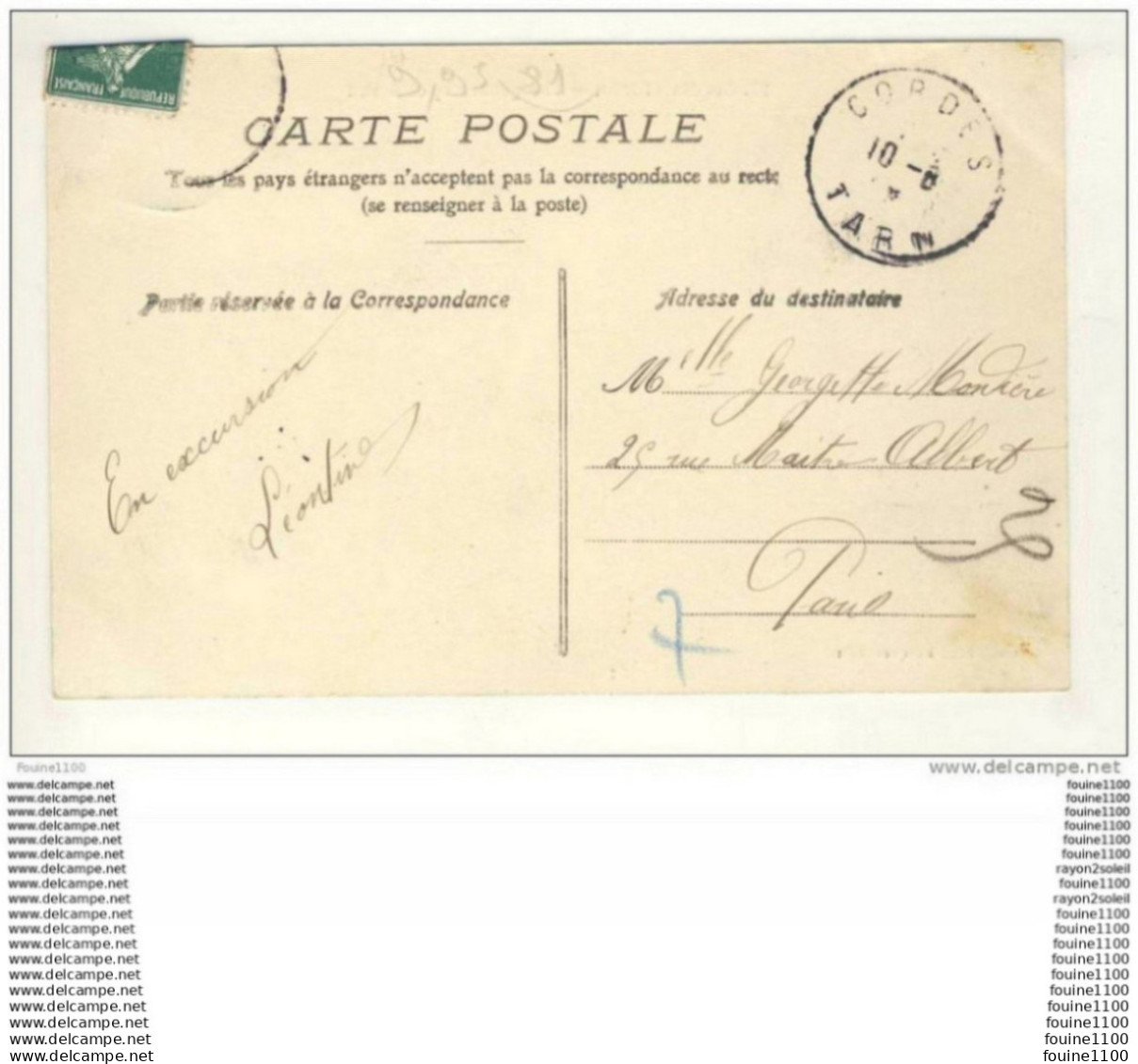 Carte De CORDES ( Recto Verso ) - Cordes