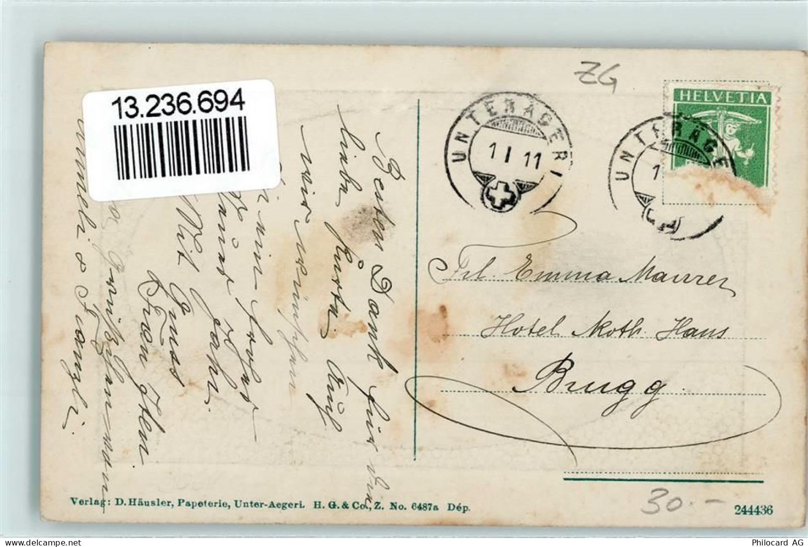 6314 Unterägeri 1911 Prägedruck Kinder- Und Schulsanatorium Dr. T. Weber... - 13236694 - Unterägeri