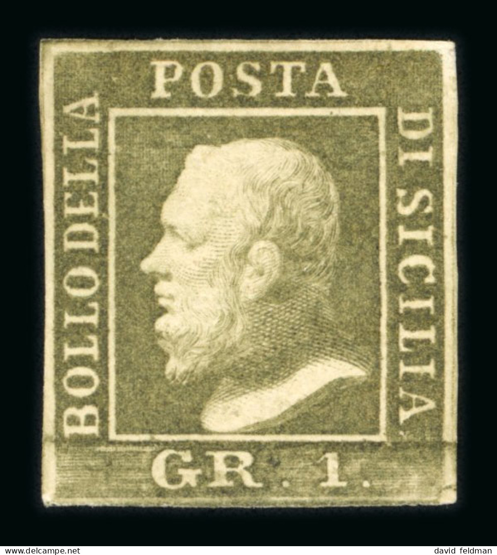 1859 1 Gr. Plate III, Porous Paper (PA), Bright Olive-green (verde Oliva Chiaro), Position 51, With Four Clear Margins. - Sicily