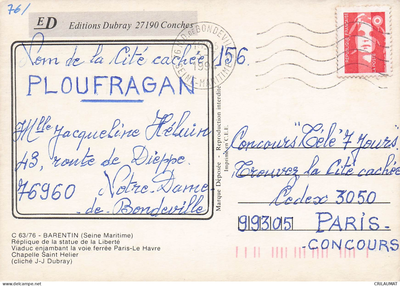 22 PLOUFRAGAN CONCOURS DE LA CITE CACHEE - Ploufragan
