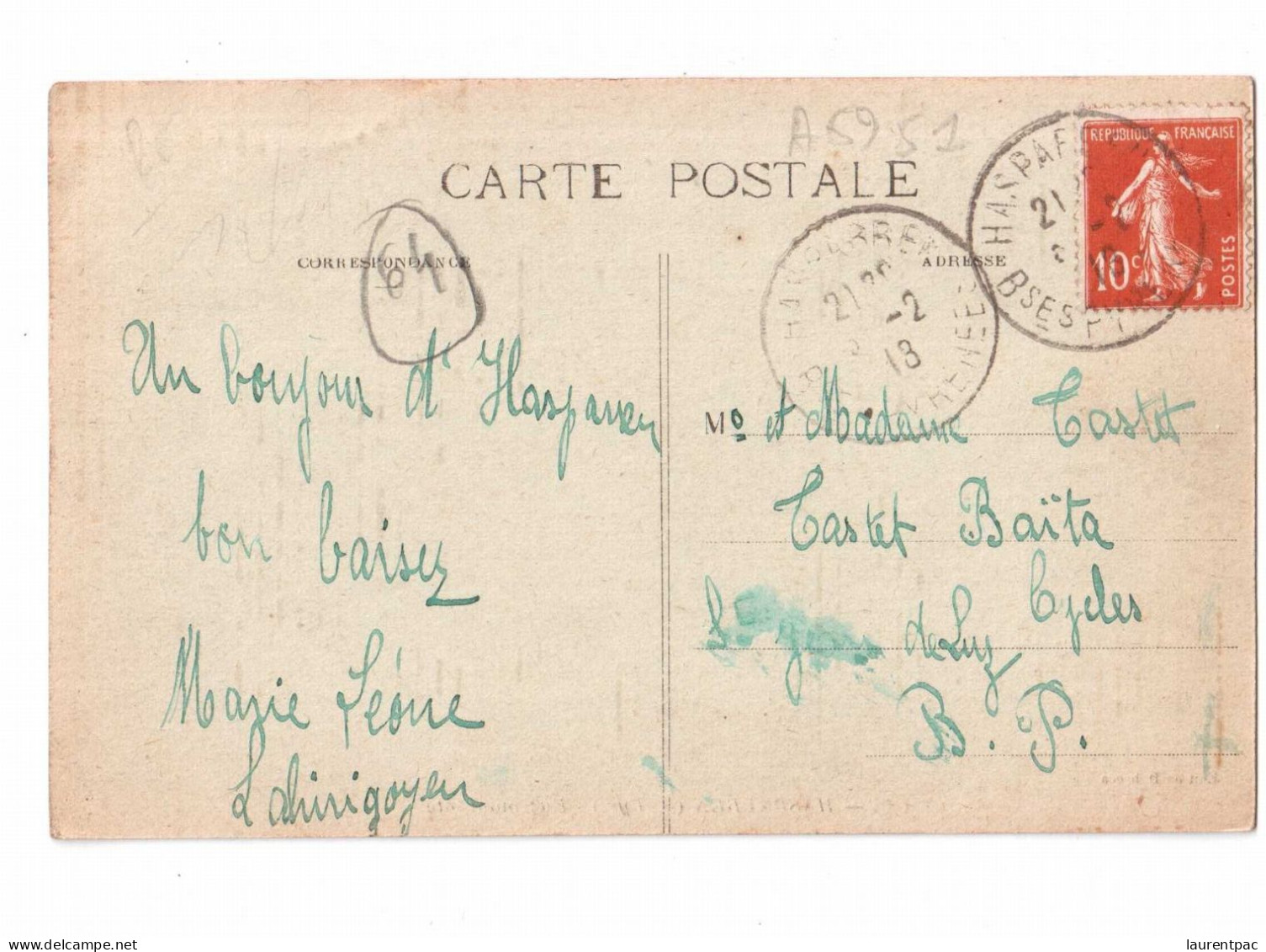 Hasparren - Rue Montante - édit. Dubroca 13 + Verso - Hasparren