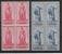 Belgie OCB 751 / 755 (**) In Blok Van 4 - Unused Stamps