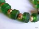 Bracelet Artisanal Perles Africaines Vertes En Verre Recyclé Et Perle Filée Au Chalumeau - Bracelets