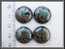 Cabochon Multicolore Sur Fond Noir Environ 18mm - Perles