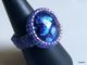 Bague Verre Artisanal Dichroic Bleu Serti Miyuki Delicas T 57 (US: 6,5/7)  Le Cabochon A été Réalisé Par Une Artiste Fil - Ring