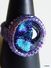 Bague Verre Artisanal Dichroic Bleu Serti Miyuki Delicas T 57 (US: 6,5/7)  Le Cabochon A été Réalisé Par Une Artiste Fil - Rings