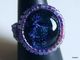 Delcampe - Bague Verre Artisanal Dichroic Bleu Serti Miyuki Delicas T 57 (US: 6,5/7)  Le Cabochon A été Réalisé Par Une Artiste Fil - Ring