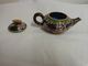 Petite Theiere-cloisonnee -decor Asiatique ? -hauteur Bouchon Compris 6.5cm - Art Asiatique