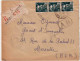 GANDON - Yvert N° 713a X3 Sur LETTRE RECOMMANDEE Avec AR De MARSEILLE (BOUCHES Du RHÔNE) - 1945 - 1945-54 Maríanne De Gandon