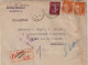 PAIX + SEMEUSE - 1937 - TARIF 2F15 - Yvert N°189+286x2 Sur LETTRE RECOMMANDEE De MARSEILLE - 1932-39 Paix