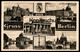 ALTE POSTKARTE GRUSS AUS BERLIN 1936 WAPPEN BRANDENBURGER TOR REICHSTAG SCHLOSS DOM FUNKTURM Ansichtskarte Cpa Postcard - Porte De Brandebourg