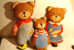 LA FAMILLE OURS PAPA + MAMAN + LE PETIT / TISSUS IMPRIME HT AU + 38CM - Teddybären
