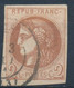 France-Emission De Bordeaux YT 40B Oblitéré 2c Brun-rouge Report 2 - 1870 Bordeaux Printing