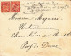 1903 - MOUCHON - YVERT N°125 X2 Sur LETTRE De HAUTE GARONNE - AMBULANT NIMES A CLERMONT C - 1900-02 Mouchon