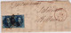 BELGIQUE - 1857 -  YVERT N°7 X2 Sur FRAGMENT De LETTRE De LIEGE Pour SCHIEDAM (HOLLANDE) - 1851-1857 Medaillons (6/8)