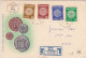 ISRAËL - 1954 - MiNr. 94/97 Sur ENVELOPPE RECOMMANDEE FDC (5 JANV) De RHOVOT - NUMISMATIQUE - Brieven En Documenten