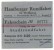 TRAM / STRASSENBAHN - Old Ticket, HAMBURG, Germany - Europe