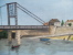 - PONT SUR LA GARONNE A MARMANDE ? . HUILE SUR TOILE NAÏVE . NON SIGNEE . - Oils