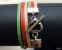 Bracelet Artisanal En Cuir Rouge Vert Crème 2 Tours Pour Un Poignet De 16 à 17cms Maximum. - Bracelets