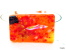Bracelet Orange Rouge Plaque De Verre Artisanal - Fusing - Verre Dichroic Support Plaqué Argent  Réalisé Par Un Artiste - Armbänder