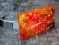 Bracelet Orange Rouge Plaque De Verre Artisanal - Fusing - Verre Dichroic Support Plaqué Argent  Réalisé Par Un Artiste - Bracelets