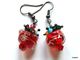 Delcampe - Boucles D'oreilles Rouges En Verre Filé Au Chalumeau Et Perles En Cristal Swarovski - Boucles D'oreilles