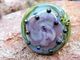 Superbe Bague En Verre Artisanal Vert Violet De Chez Jacquelina-g   Le Cabochon Fait Environ 27x27x13mm - Anelli