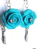 Boucles D´oreilles Rose Turquoise Avec Strass Pâte Polymère Et Plume  Hauteur Totale: Environ 56mm - Earrings