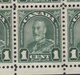 Canada Scott #163ii MNH Block Of 6 With Re-entry Lower Right '1' On Bottom Center Stamp - 1c Arch Issue - Neufs