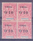 MARTINIQUE - 1904 - YVERT N° 56 * BLOC DE 4 Avec PETITE VARIETE SUR LE 0  - COTE = 140 ++EUROS - - Unused Stamps