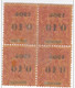 MARTINIQUE - 1904 - YVERT N° 56 * BLOC DE 4 Avec PETITE VARIETE SUR LE 0  - COTE = 140 ++EUROS - - Ongebruikt