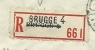 724T  Brief Aangetekend, Stempel BRUGGE 4 , Uit Nood Bij Gebrek Aantekenstrookje Van BRUGGE 8 Gebruikt Met BRUGGE 4 Erop - 1946 -10%