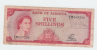 JAMAICA 5 Shillings 1960 (1964) VF P 51Aa 51A A - Jamaique