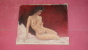 Tableau Femme Brune Nue Sur Un Lit Fond Rouge ( Seins Nus  Jambes Repliées ) Signé M NOEL ? HOEL - Oils