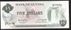 GUYANA  P22e 5 DOLLARS  1989 #A/29   Signature 7 UNC. - Guyana