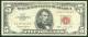 1963 , 5 DOLLARS U.S. NOTE , RED SEAL , VF - Biglietti Degli Stati Uniti (1928-1953)